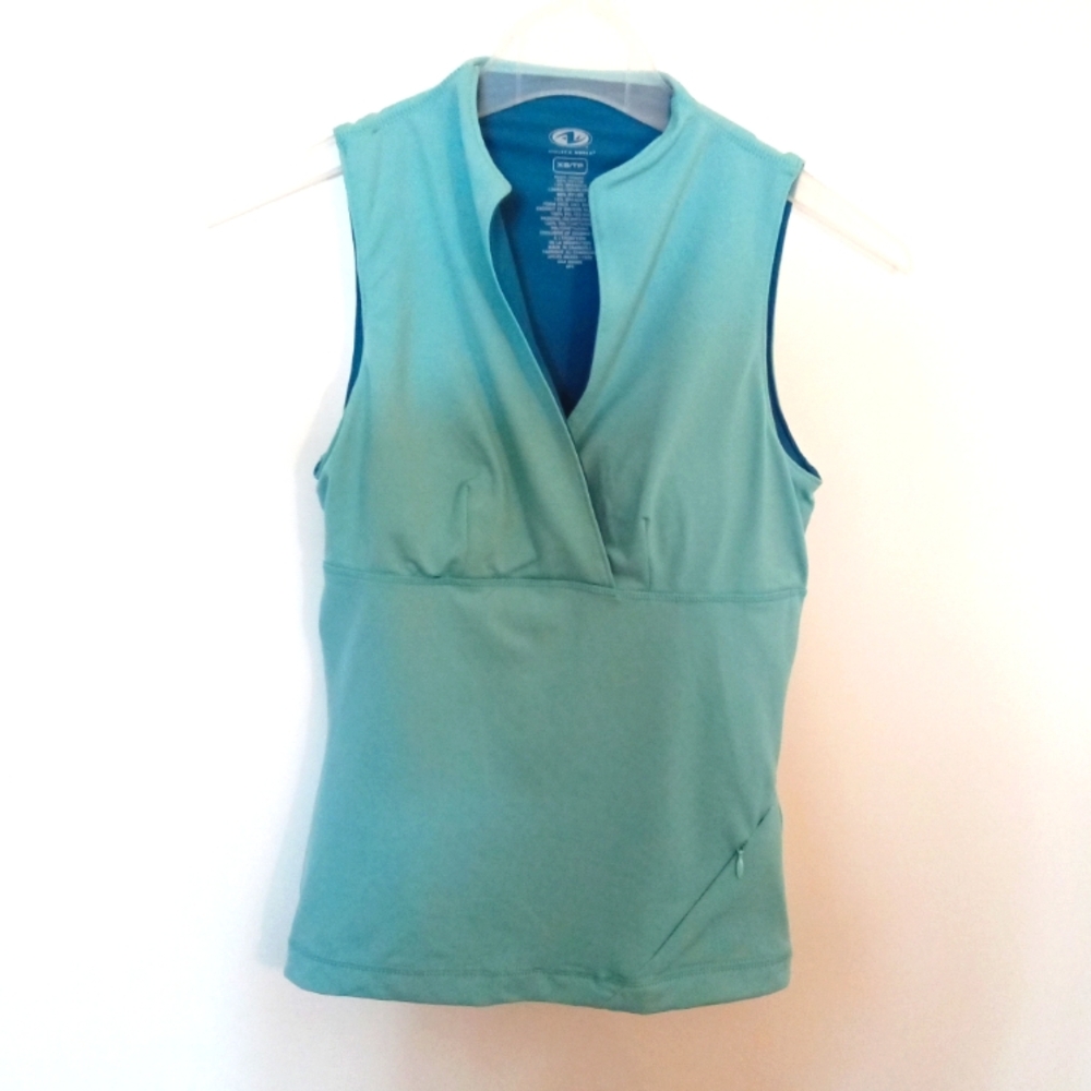 Women's Light Blue Athletic Works Crossover Bodice Sleevless Workout Top